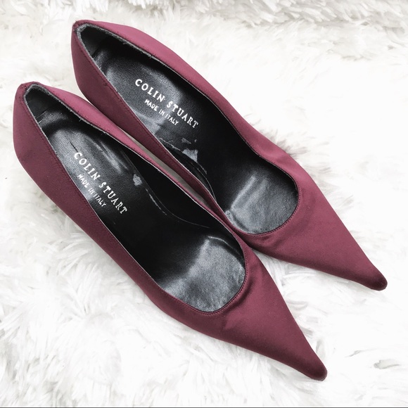Colin Stuart Shoes - Colin Stuart Plum Fabric Size 8 Pointy-Toe Heels